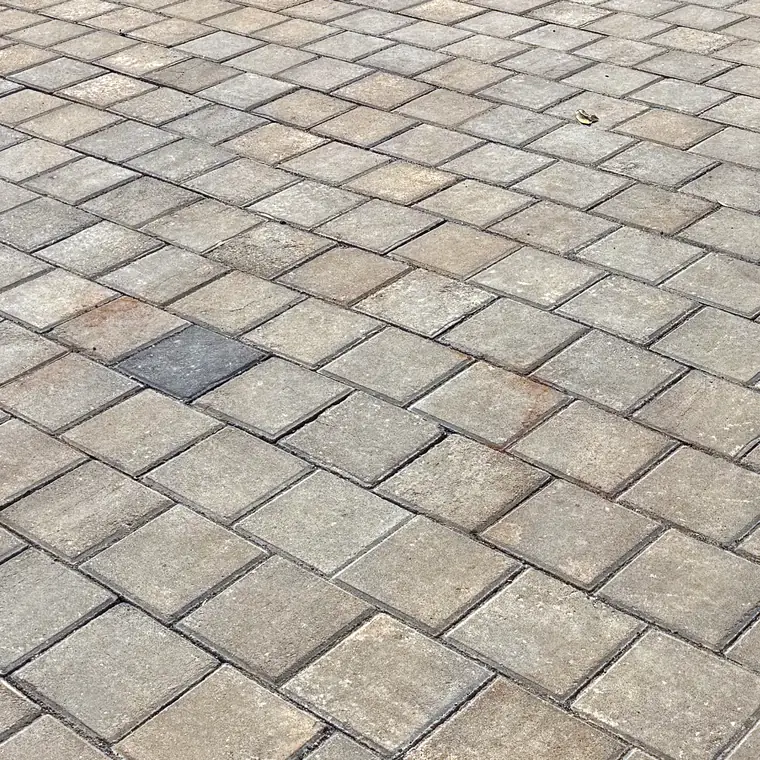 Detail pola diagonal paving block ubin yang sudah terpasang